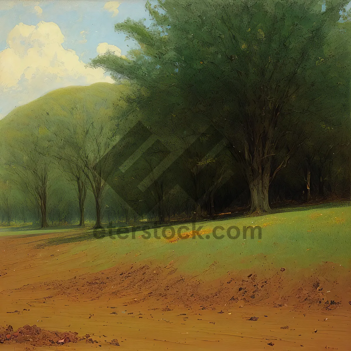 Picture of Serene Countryside Landscape with Beautiful Knoll