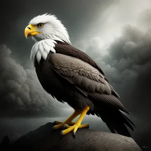 Bald Eagle soaring with piercing gaze