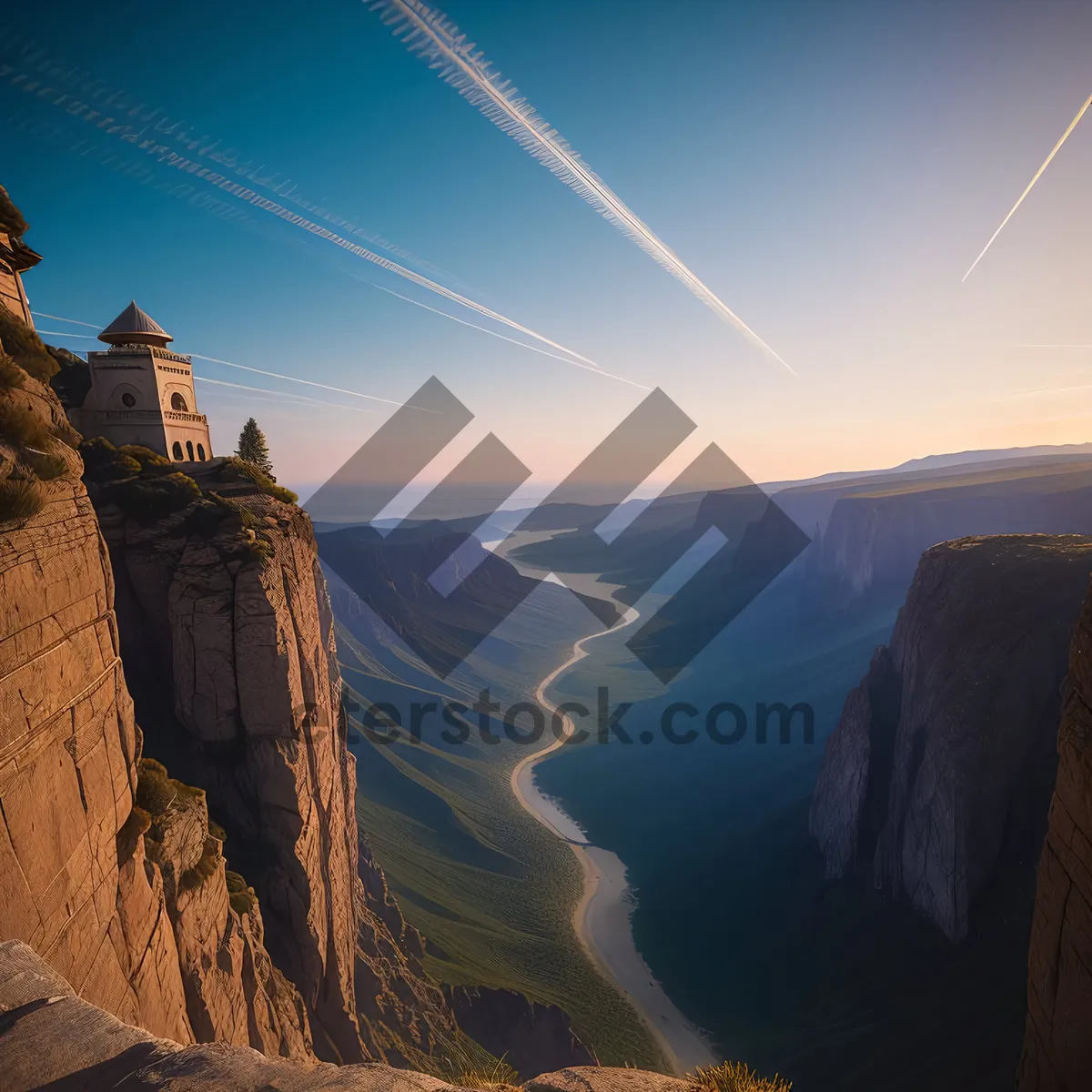 Picture of Southwest Canyon Landscape with Grand Cliff and Scenic Mountains