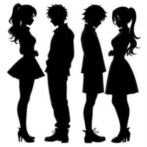 Group of Black Silhouetted Men and Women