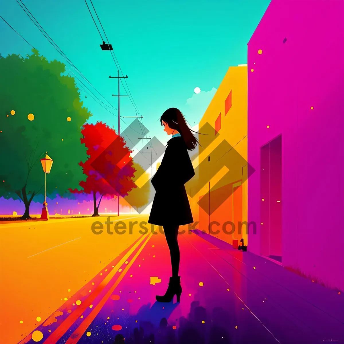 Picture of Vibrant Silhouette Design with Bright Flag Lighting