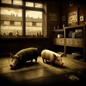 Farm Pig in Enclosure – Domestic Swine
