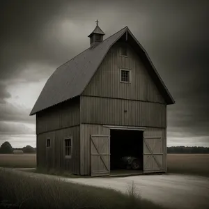 Old Wooden Barn in the Rural Skyline