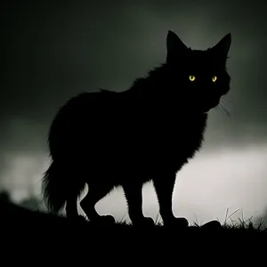 Adorable Black Kitten with Shepherd Dog