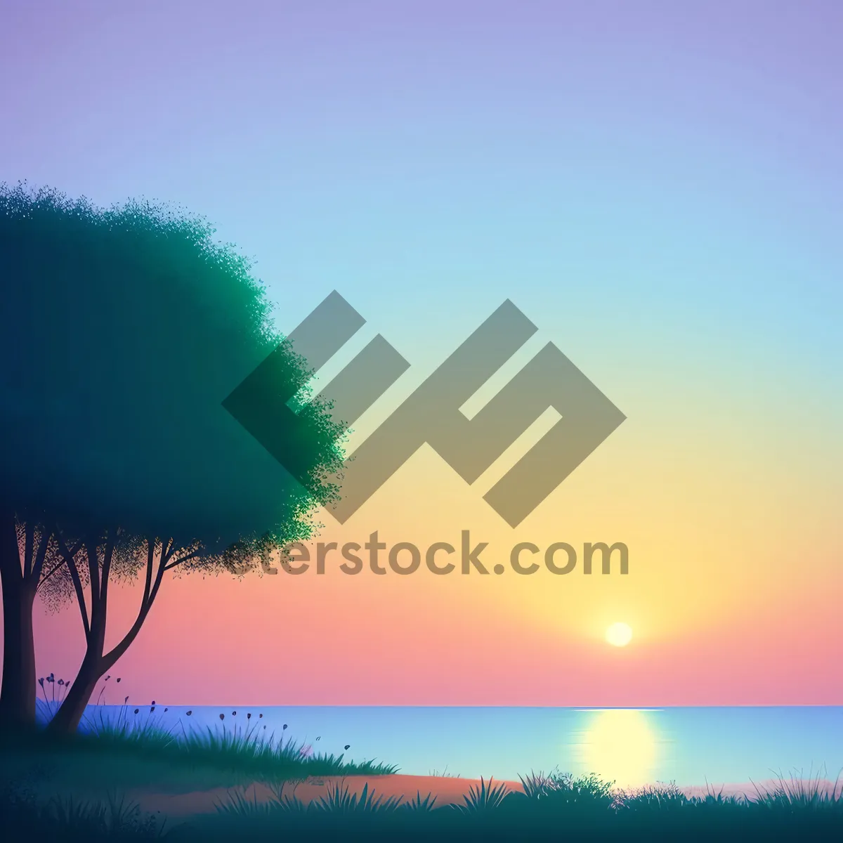 Picture of Radiant Sunset Over Serene Landscape