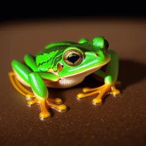 Vibrant Eyed Leaf Frog Peeking Through Greenery