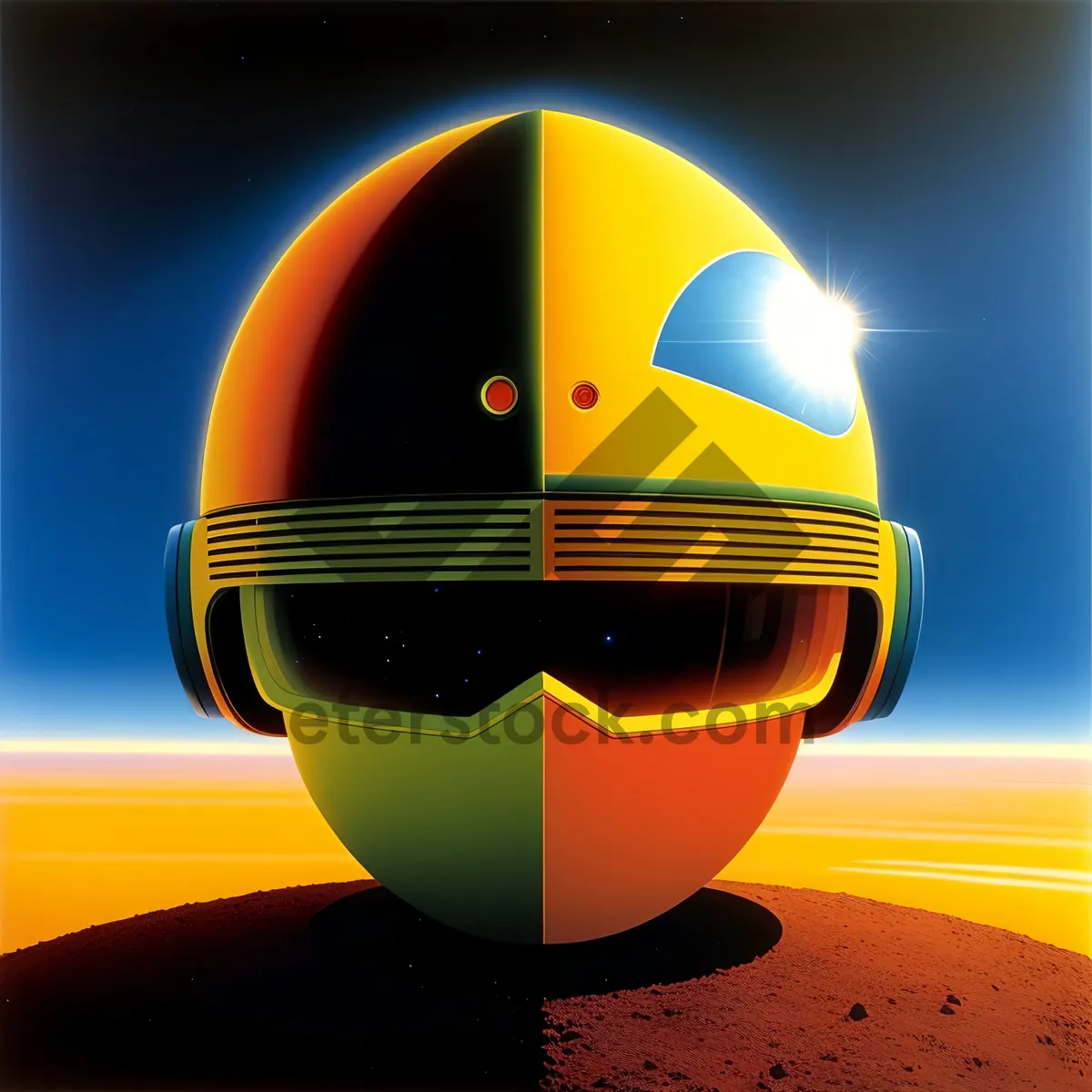 Picture of 3D Crash Helmet Graphic: Futuristic Technology Symbol Design