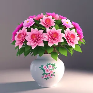 Pink Floral Bouquet with Roses and Spring Blossoms in Vase