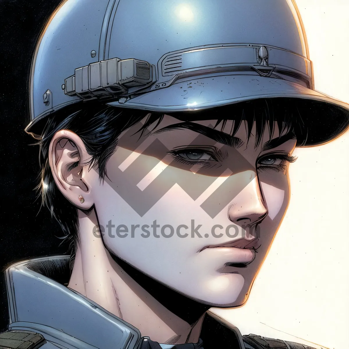 Picture of Protective Headgear: Stylish Leather Strapped Helmet Portrait