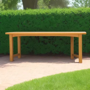 Wooden Park Bench on Grassy Outdoor Area