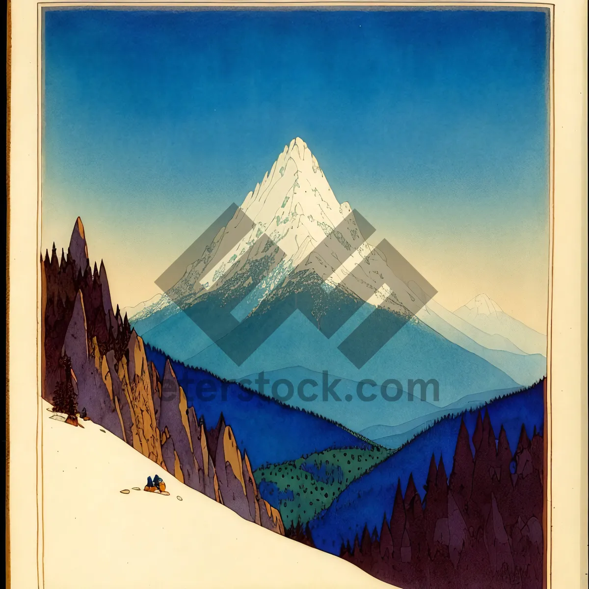 Picture of Snow-capped Peaks and Canvas Tent beneath Majestic Sky"
or
"Adventure in the Mountains: Alpine Landscape with Canvas Tent