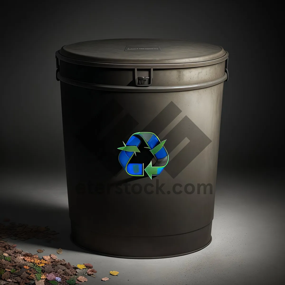 Picture of Plastic garbage can with metal handle