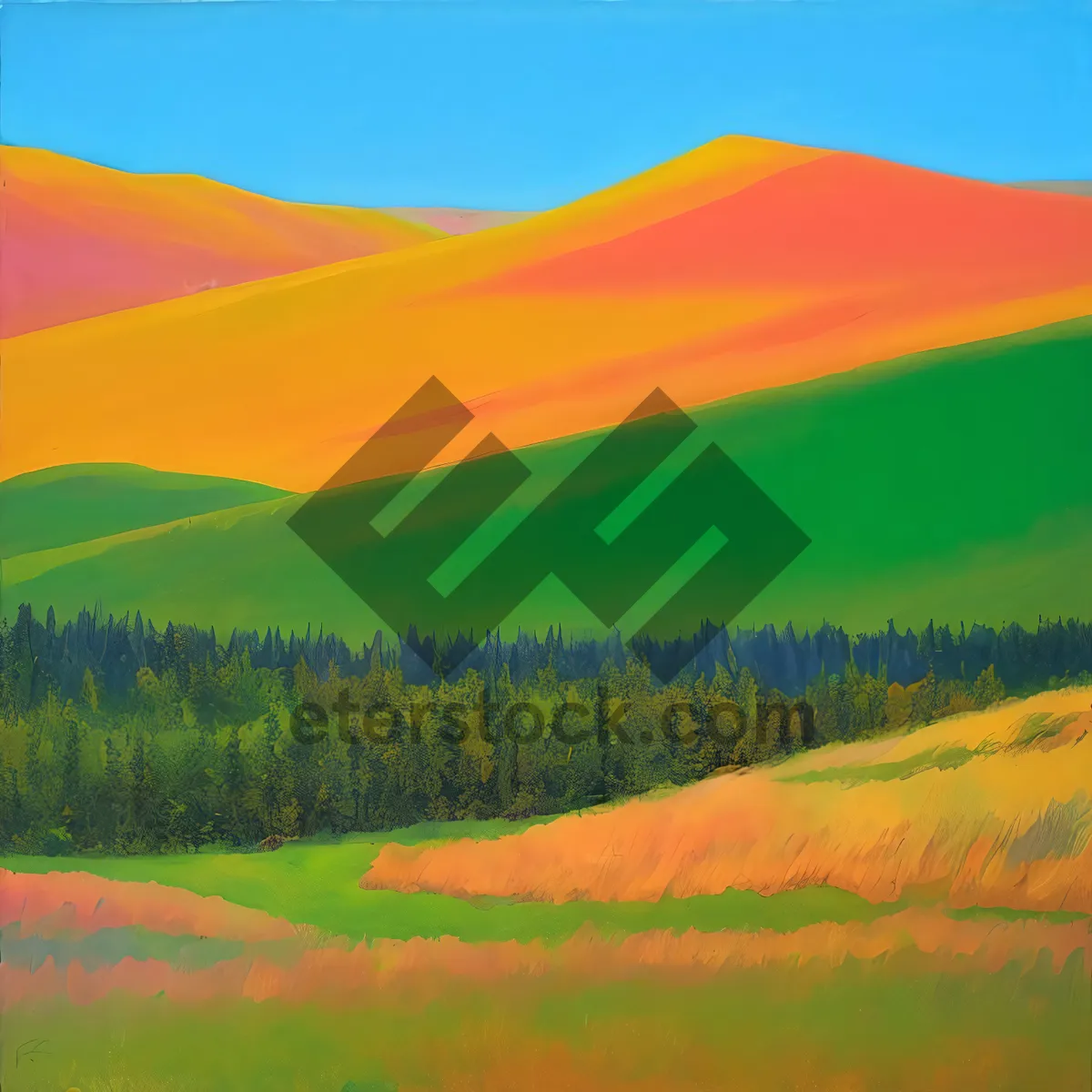 Picture of Vibrant Rural Landscape under Sunny Skies