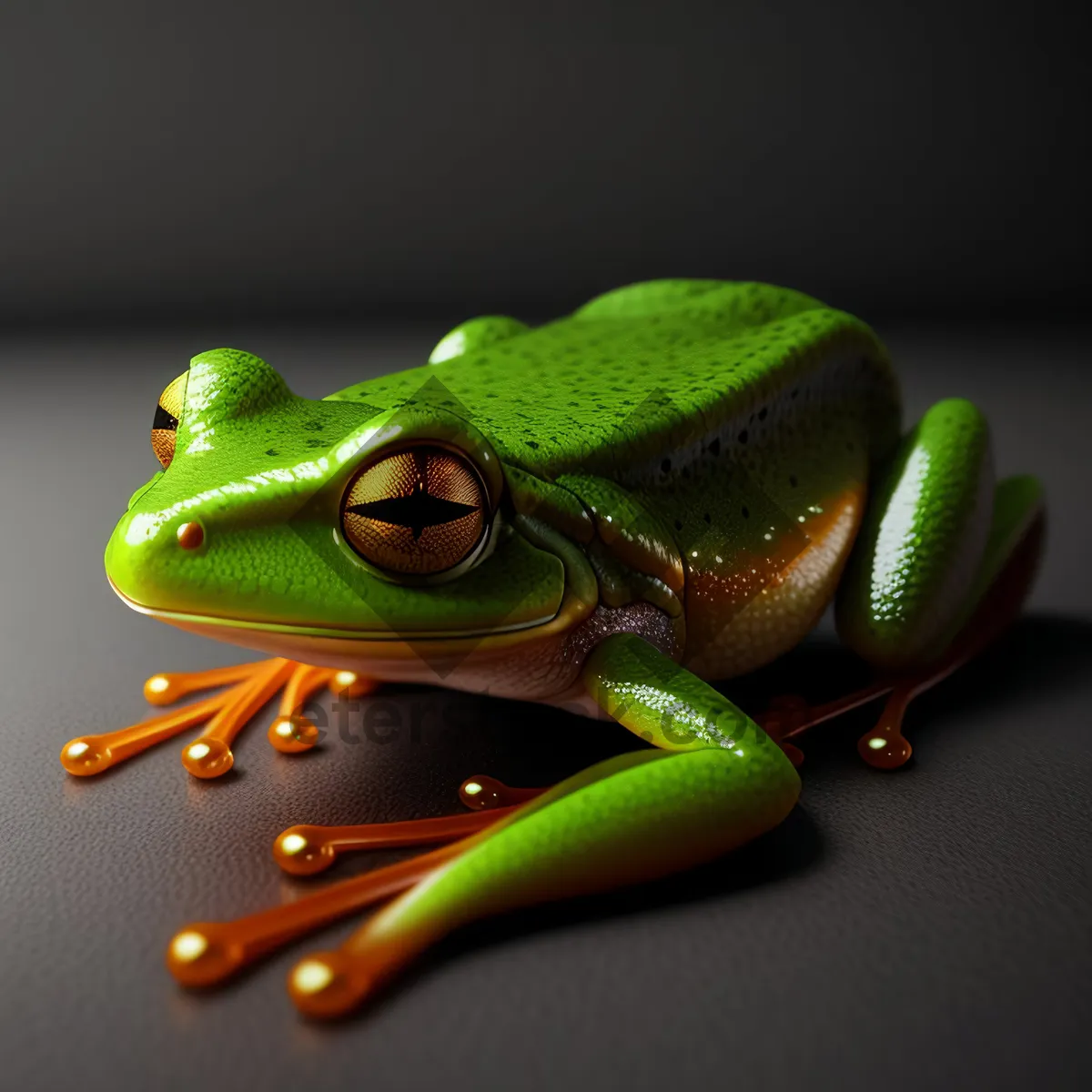 Picture of Orange-eyed Tree Frog Peeking Through Leaves