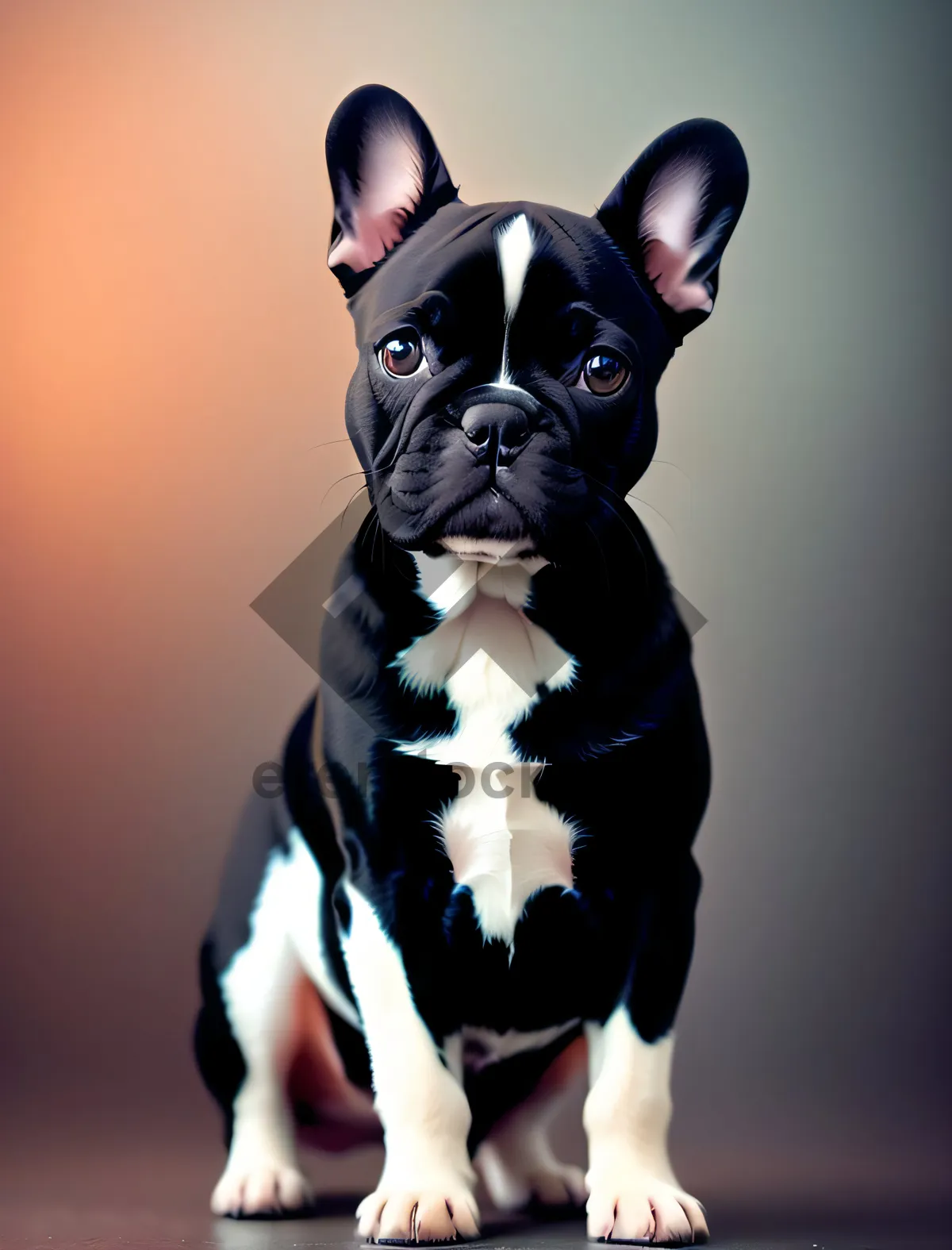 Picture of Cute Black Bulldog Portrait in Studio