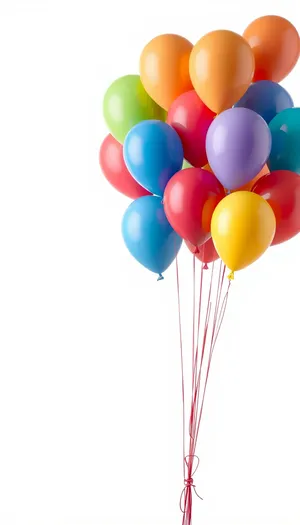 Colorful helium balloons floating in celebration