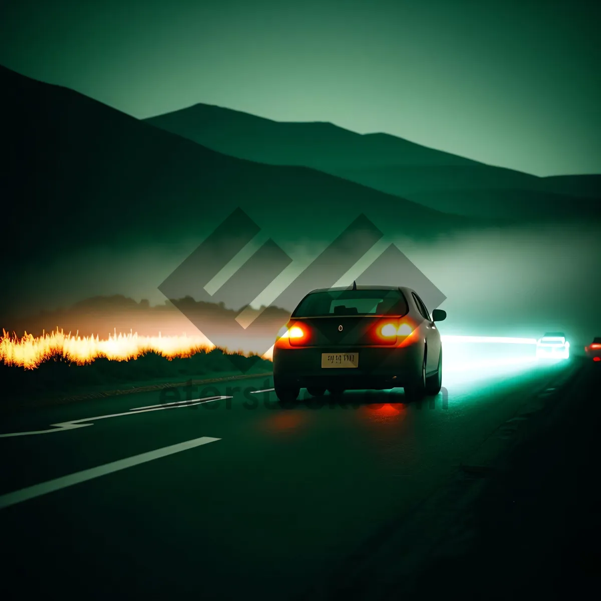 Picture of Sunset Horizon Landscape on Rural Road