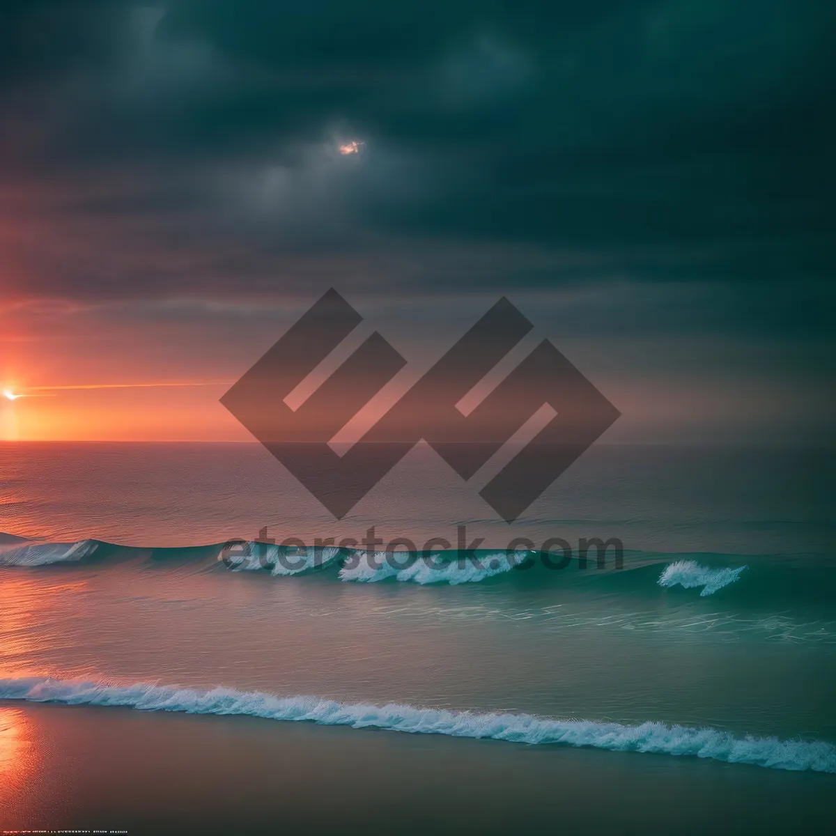 Picture of Serene Sunset over Beach and Ocean