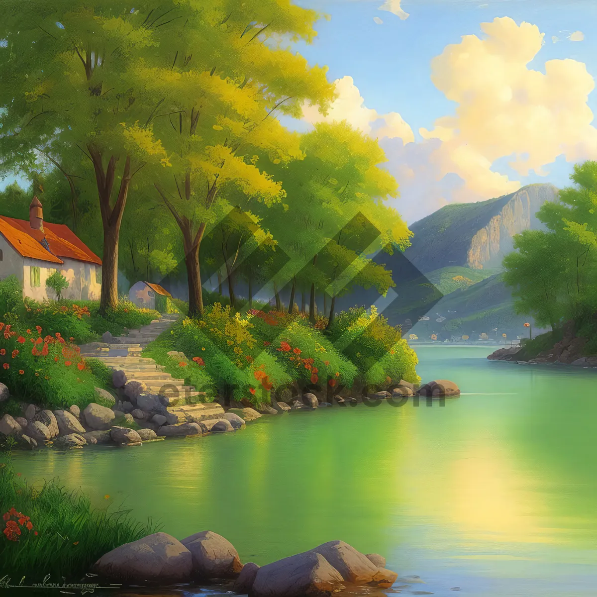 Picture of Serene Summer Landscape with Reflecting Sky over Island