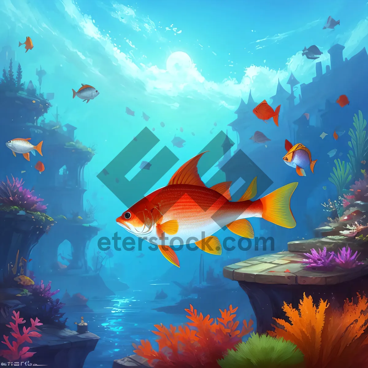 Picture of AquaLife: Vibrant Underwater Coral Reef with Exotic Marine Fish