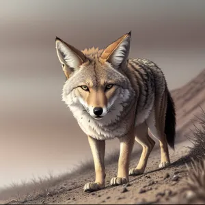 Coyote Wolf with Majestic Fur, Wildlife Predator