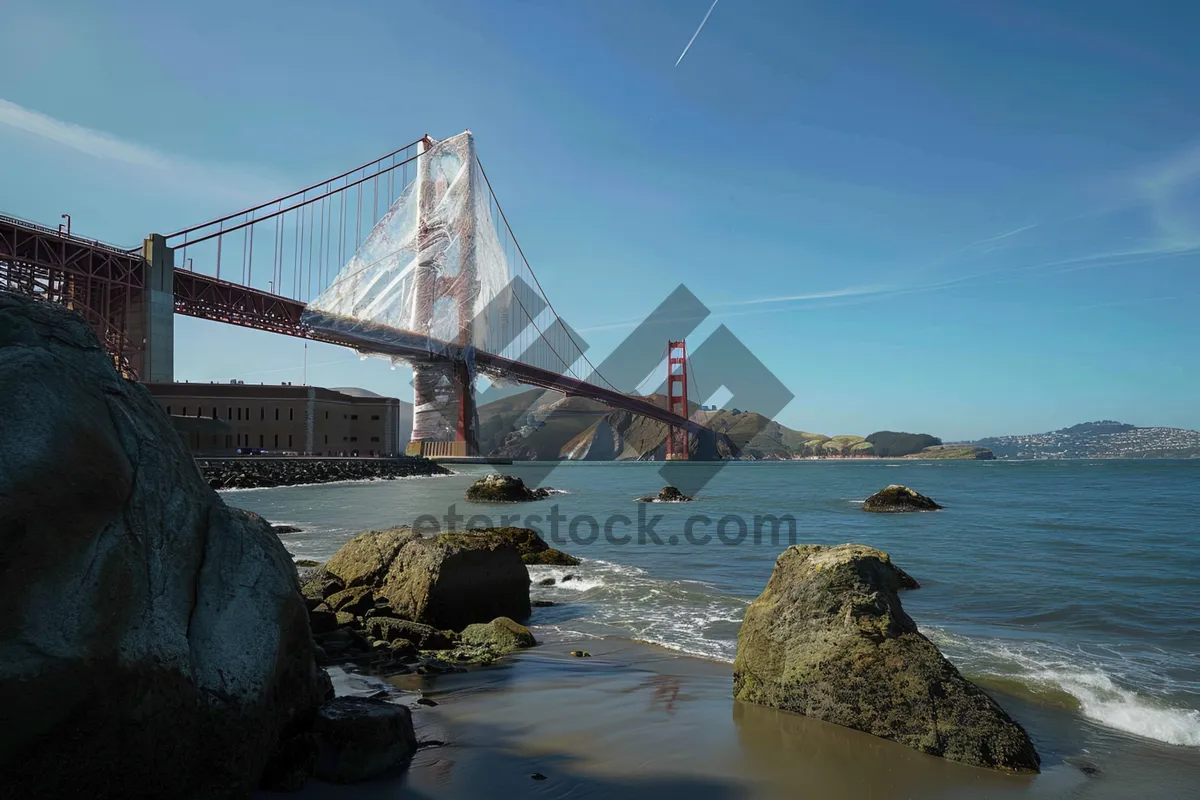 Picture of Famous Golden Gate Suspension Bridge at Dusk.