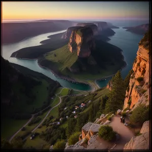 Sunset Over Grand Canyon: Majestic Cliffs and Celestial Beauty