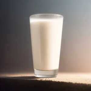 Refreshing Milk in a Glass Cup with Frothy Cream