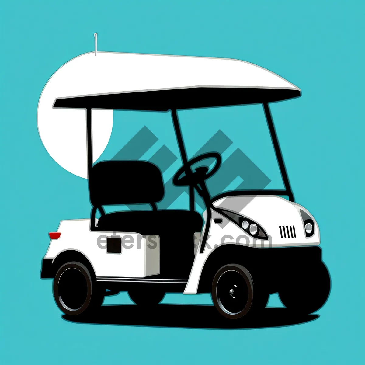 Picture of Cartoon Golfer Riding Bus with Style