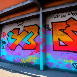 Colorful Urban Wall Art with Intricate Decorative Graffiti Design