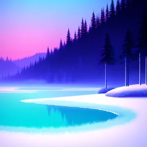 Winter Wonderland Reflection: Majestic Mountains Mirrored in a Frozen Lake.