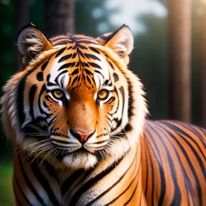 Wild Tiger Cat: Majestic Feline Predator in Safari