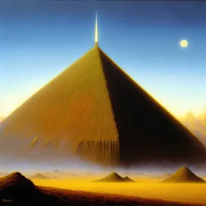 Spectacular Desert Sunset Over Pyramid Landscape
