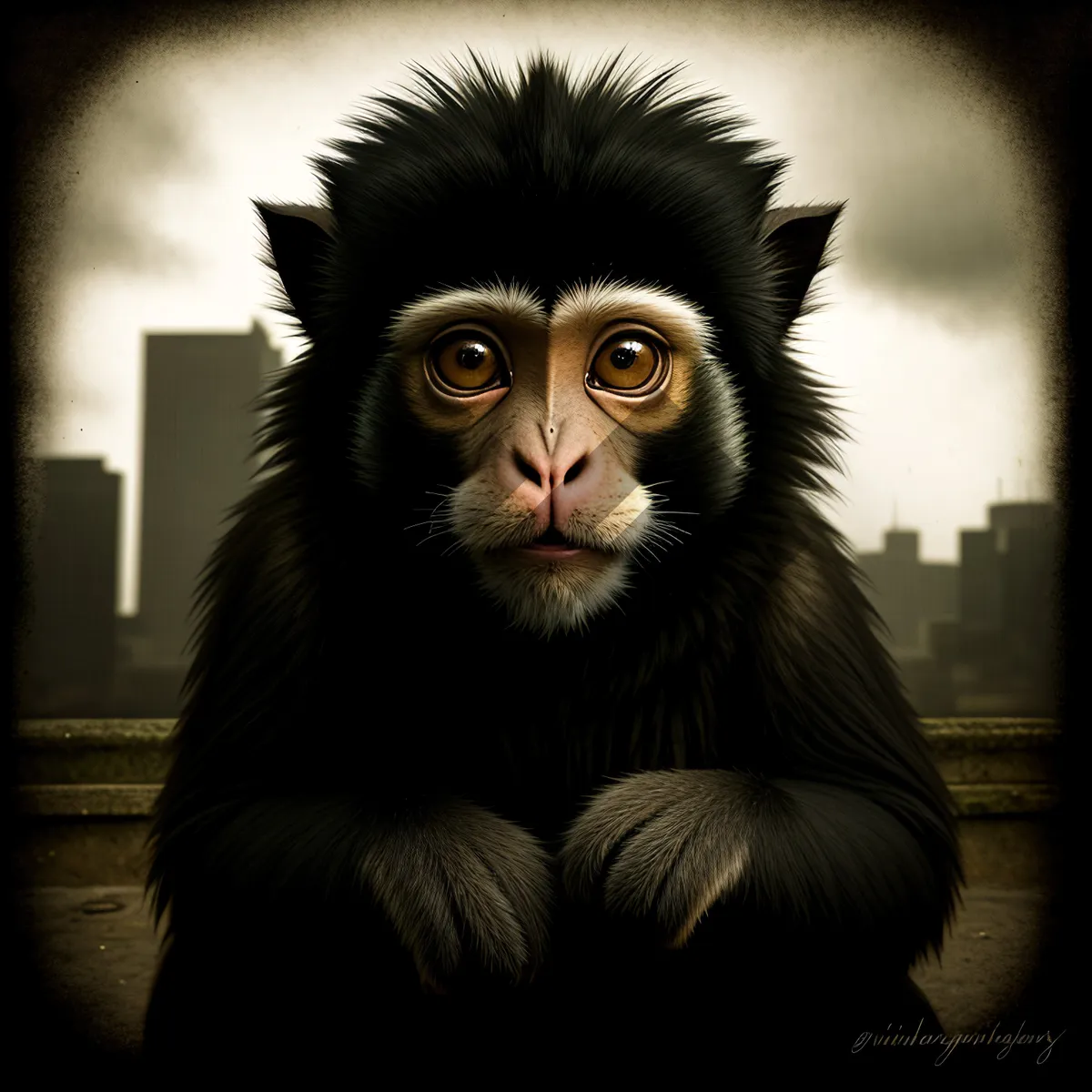 Picture of Lively Primate Portrait in the Wild.