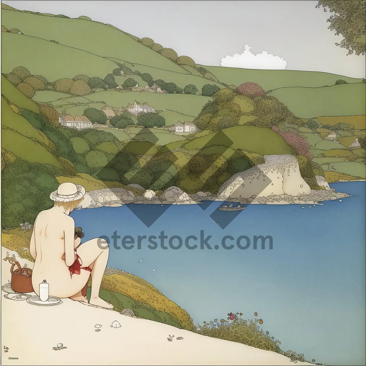 Picture of Serene Beachscape with Mountain Tent in Coastal Paradise