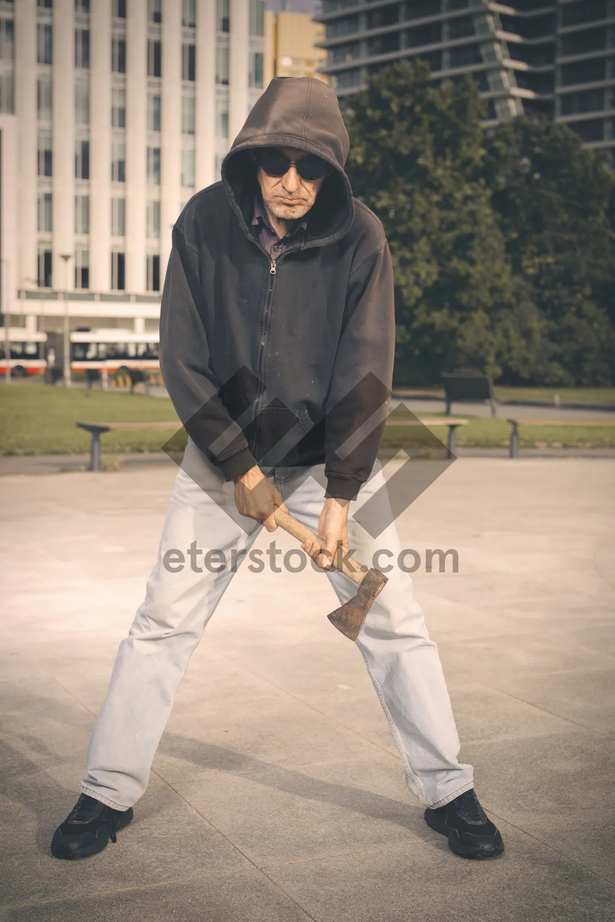 Picture of Outdoor Skateboarding Lifestyle Man with Cricket Equipment