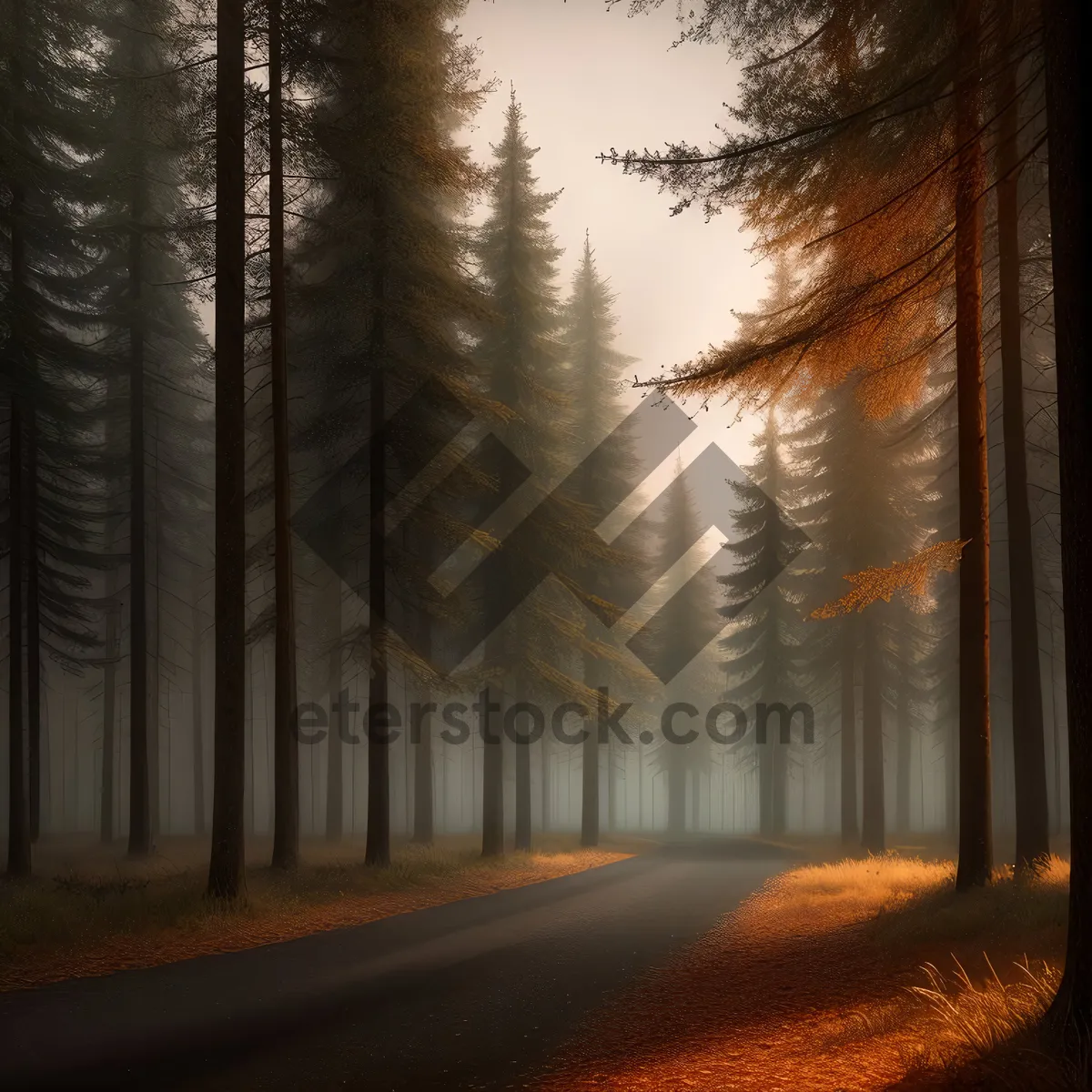 Picture of Misty Autumn Morning in Scenic Woods