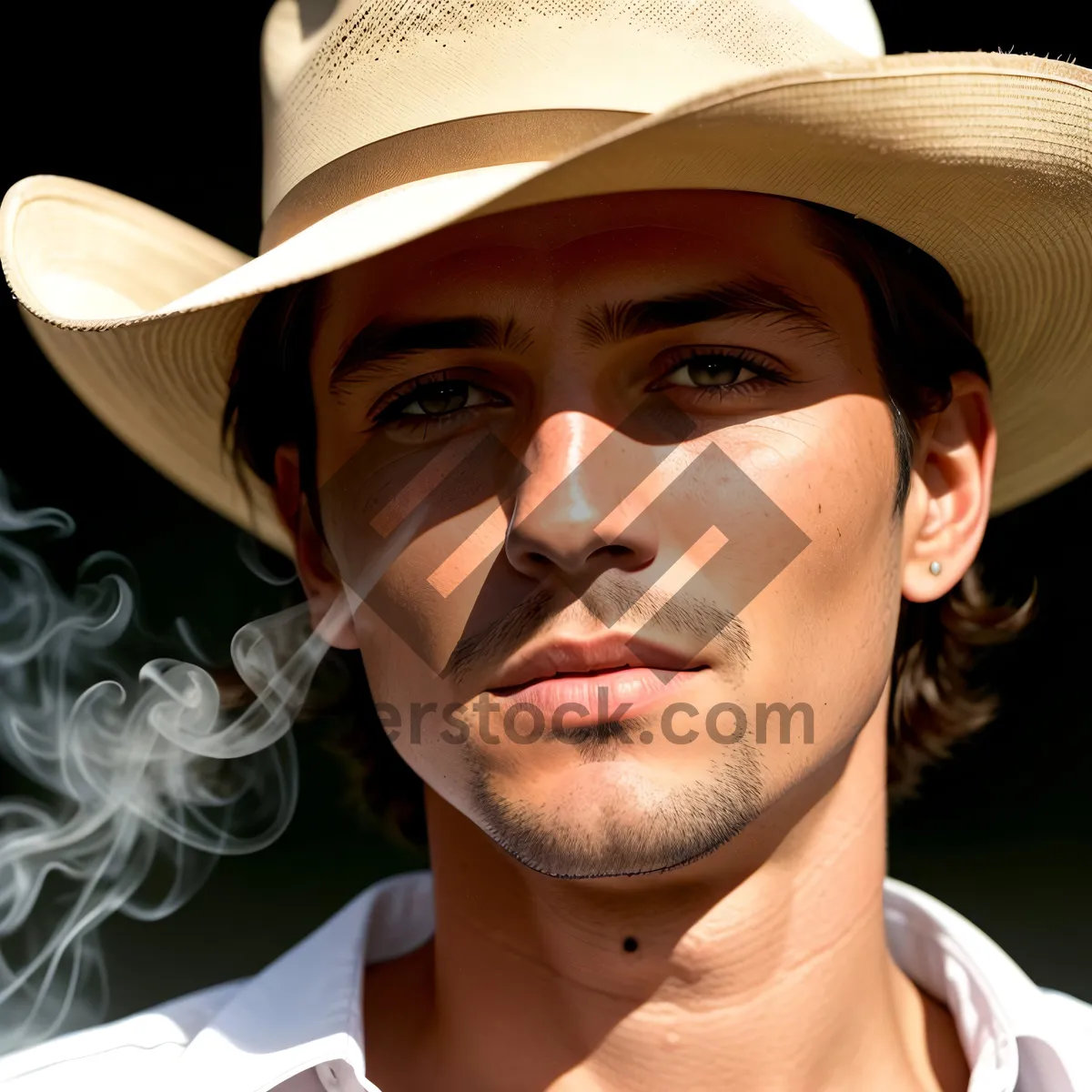 Picture of Happy Cowboy Model with Attractive Smile