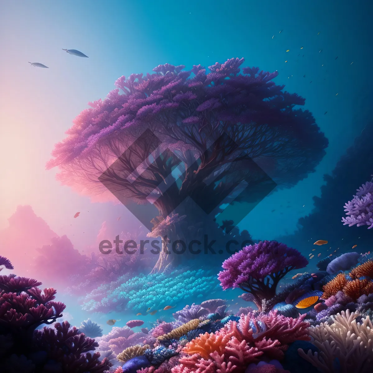 Picture of Colorful Marine Life in Sunlit Coral Reef