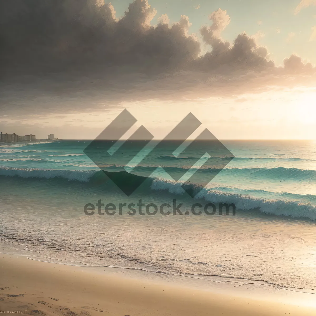 Picture of Tranquil Tropical Beachscape with Turquoise Waves