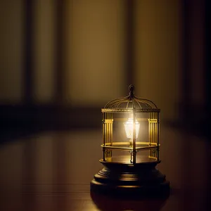 Glowing Tower: Lampshade with Coffee Pot Base