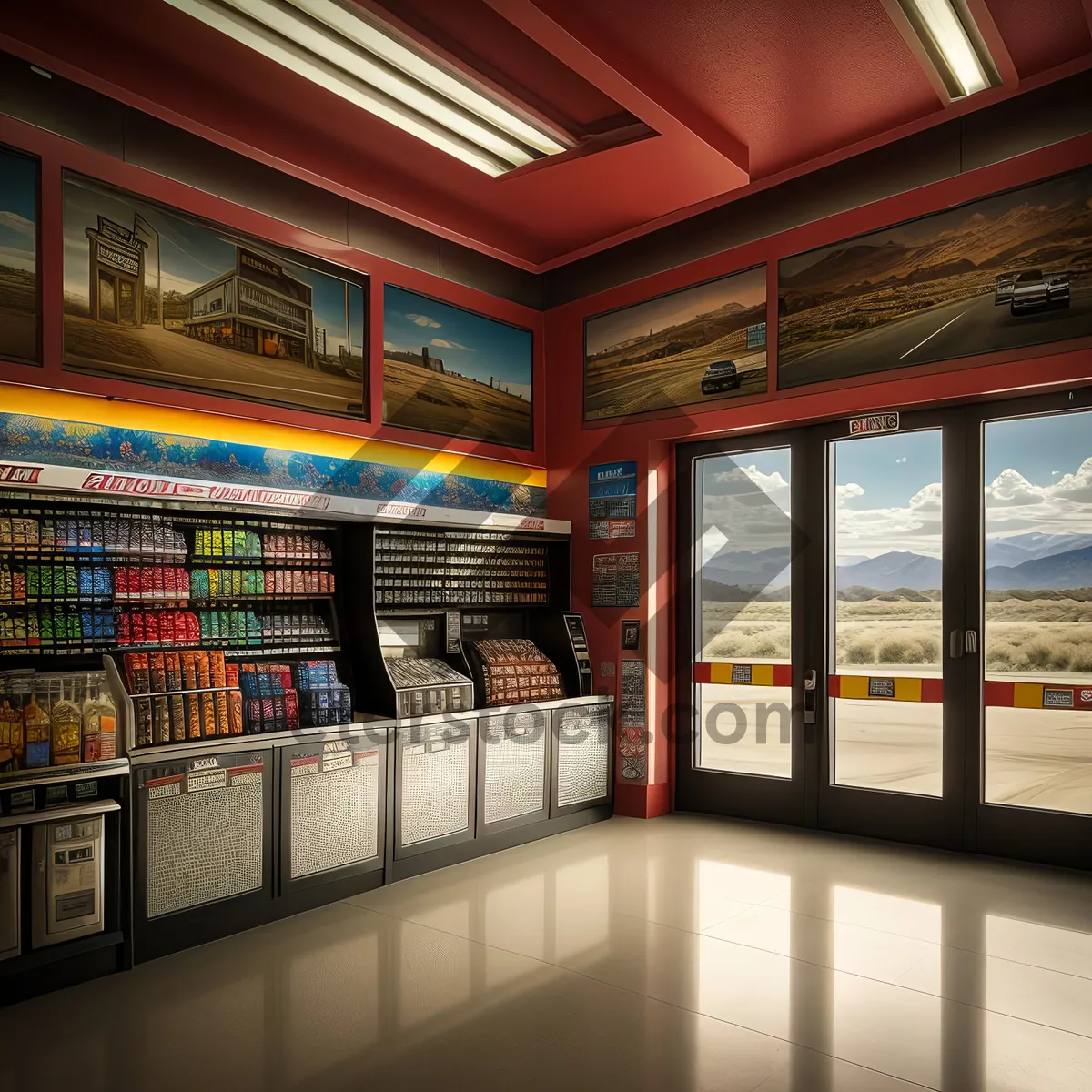 Picture of Modern Library Interior with Bookshelves