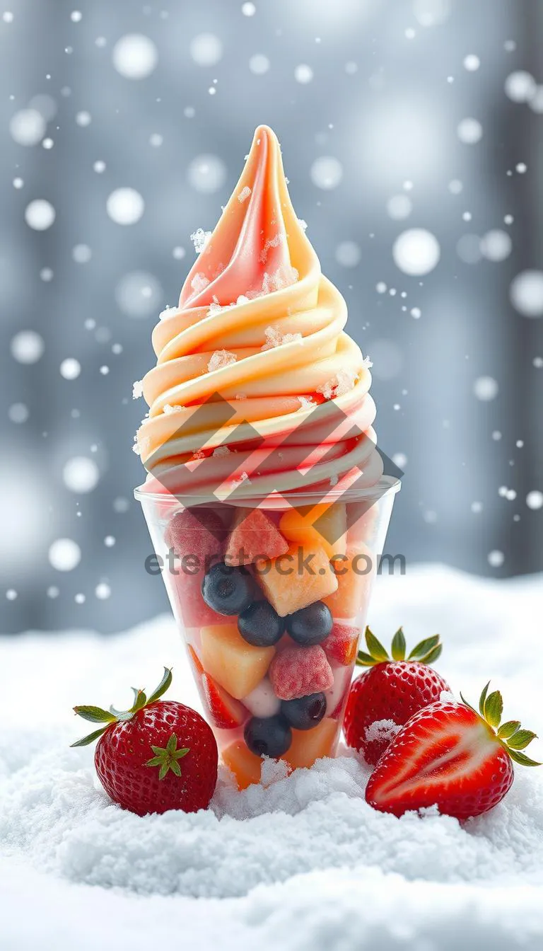 Picture of Fresh Strawberry Fruit Ice Cream Dessert