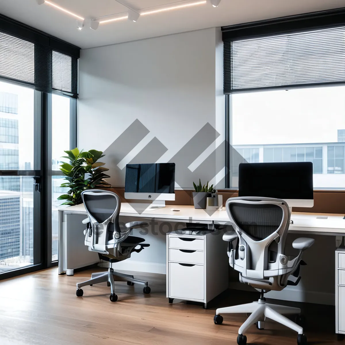 Picture of Modern Luxury Office Table Design with Elegant Lighting