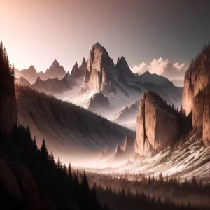 Serene Glacier Valley amidst Majestic Mountain Range