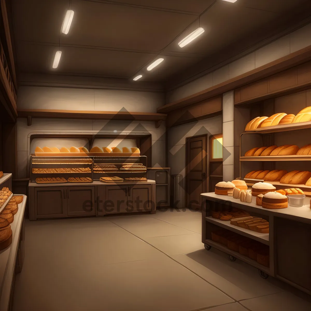 Picture of Modern Luxury Bakery Interior with Elegant Wood Furnishings