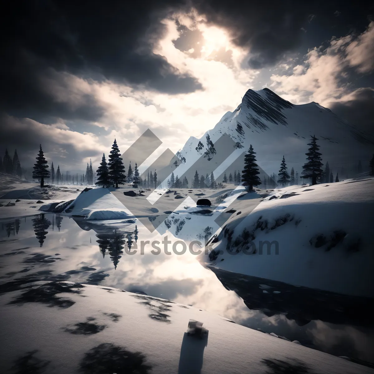 Picture of Majestic Alpine Ski Slope in Winter Wonderland