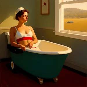 Happy Person Relaxing in Attractive Bathroom Bathtub