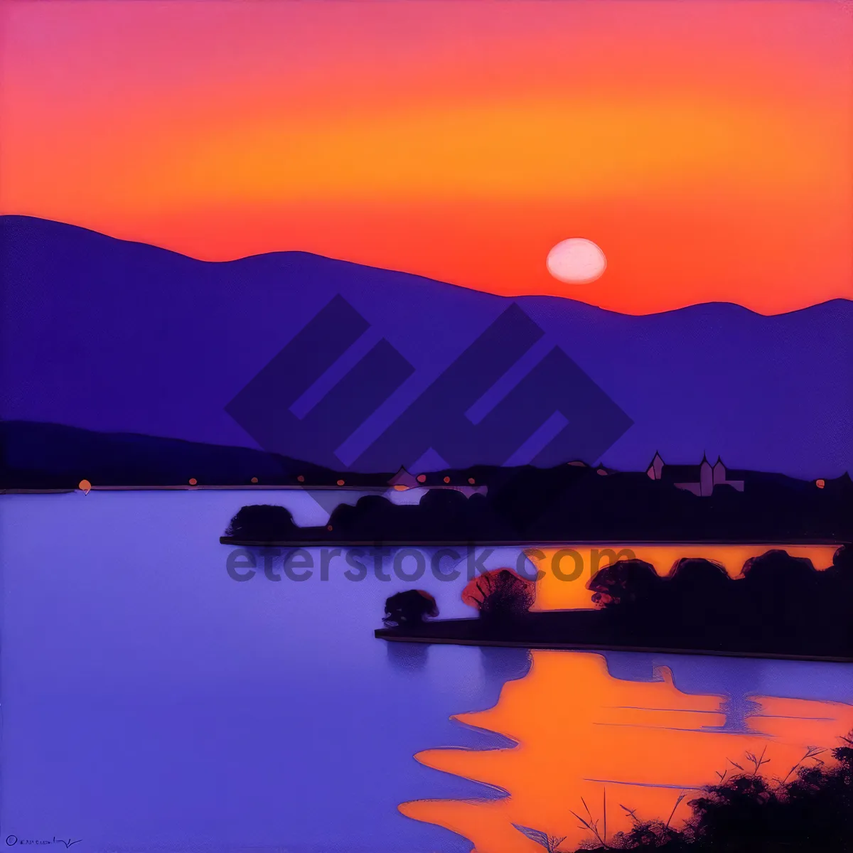 Picture of Serene Sunset over Coastal Mountains