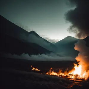 Majestic Sunset Blaze Over Mountain Landscape